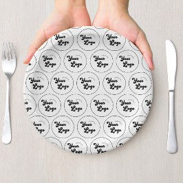 独自のラウンドロゴパターンのビジネスパーティーの作成 ペーパープレート