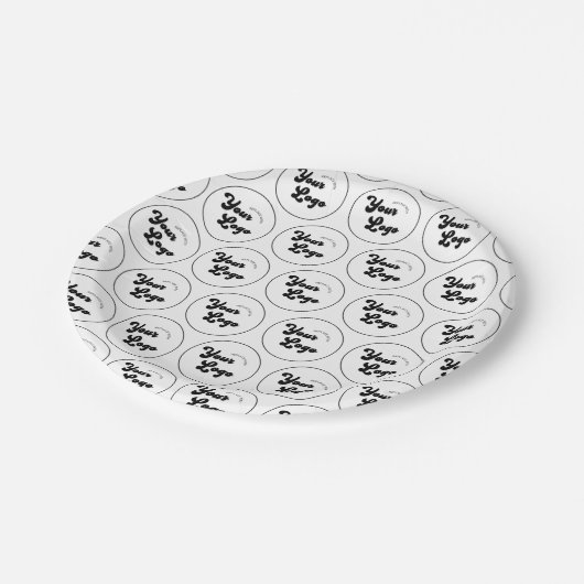 独自のラウンドロゴパターンのビジネスパーティーの作成 ペーパープレート (アングル)