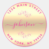 独自のラウンド差出人住所ピンク金ゴールドの作成 ラウンドシール (正面)
