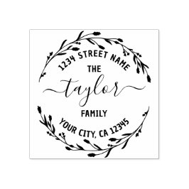 独自のラウンド差出人住所ファミリ名を作成R ラバースタンプ