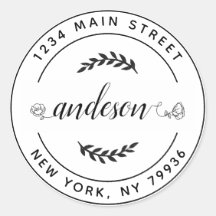 独自のラウンド差出人住所ラウンドのクラシック作成