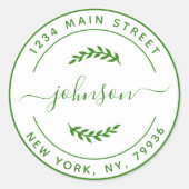 独自のラウンド差出人住所春緑 ラウンドシール (正面)