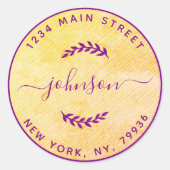 独自のラウンド差出人住所紫ピンクを作成 ラウンドシール (正面)