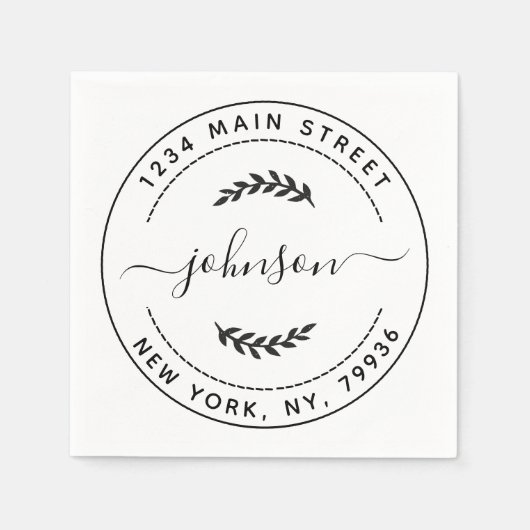 独自のラウンド差出人住所 スタンダードカクテルナプキン (正面)