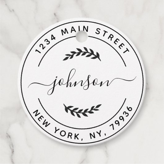 独自のラウンド差出人住所 フェイバータグ (正面)