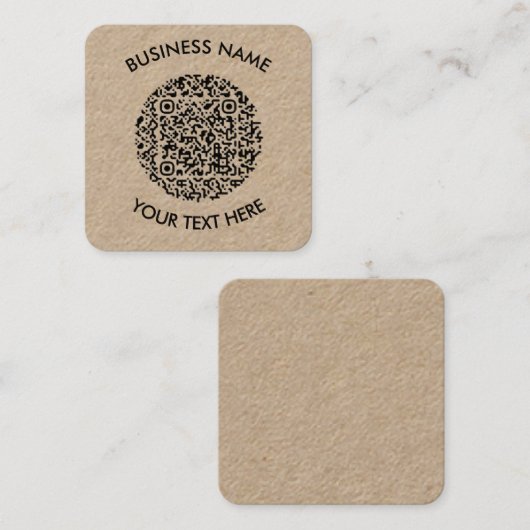 独自のラウンドQRコードスキャンミニマルシンプル スクエア名刺 (正面/裏面)