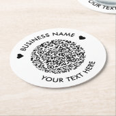 独自のラウンドQRコードスキャンミニマルシンプル ラウンドペーパーコースター (アングル)