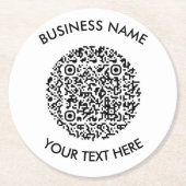 独自のラウンドQRコードスキャンミニマルシンプル ラウンドペーパーコースター (正面)