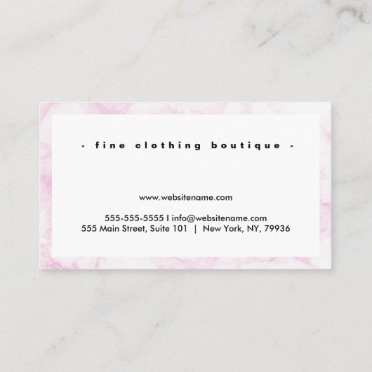 独自のラグジュアリーブティックピンクマーブルを作成 名刺 (裏面)