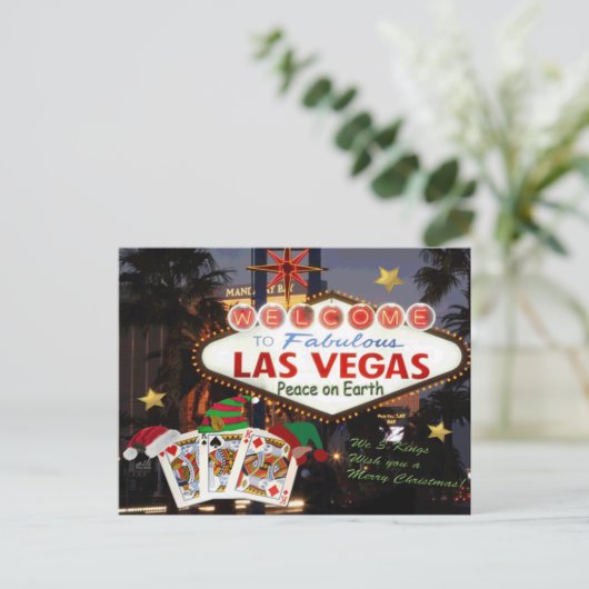 独自のラスベガスのクリスマスポストカードをパーソナライズ ポストカード (スタンド正面)