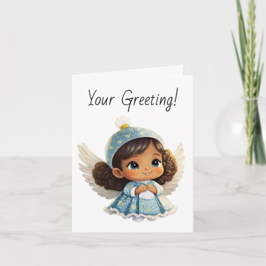 独自のラテンエンジェルブルークリスマスを作成 シーズンカード (正面)