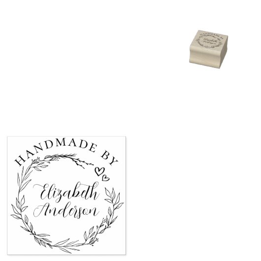 独自のリースとスクリプトを名前で手作りする ラバースタンプ (押印)