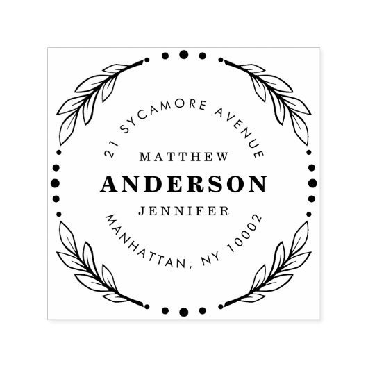 独自のリースエレガント差出人住所 セルフインキングスタンプ (デザイン)