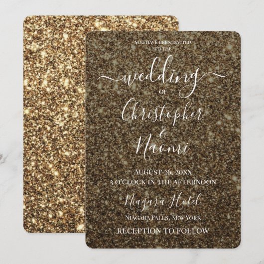 独自のルクスのグリッター結婚プリントの作成 招待状 (正面/裏面)