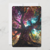 独自のレインボーカラフルツリーの結婚作成 招待状 (裏面)