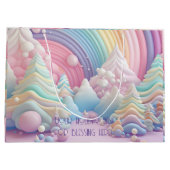 独自のレインボーキャンディクリスマスツリーを作成 ラージペーパーバッグ (裏面)