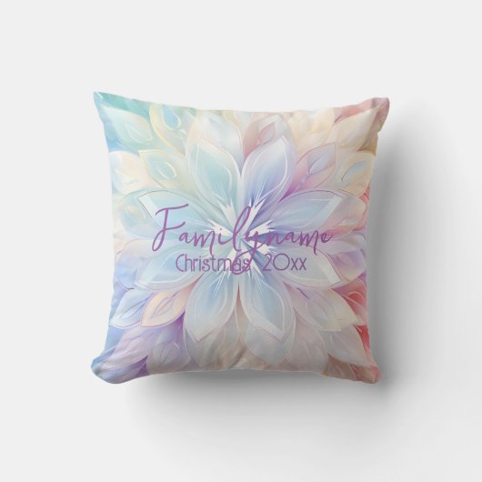 独自のレインボークリスマスポインセチアを作成 クッション (正面)