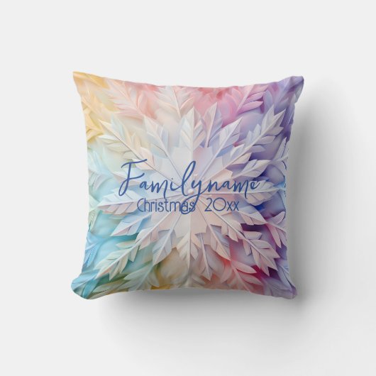 独自のレインボークリスマス紙スノーフレークを作成 クッション (正面)