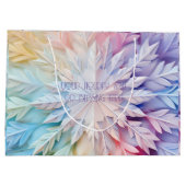 独自のレインボークリスマス紙スノーフレークを作成 ラージペーパーバッグ (裏面)