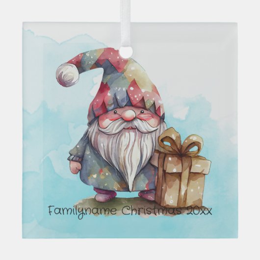 独自のレインボーハーレクインクリスマス格言を作成 ガラスオーナメント (正面)