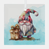 独自のレインボーハーレクインクリスマス格言を作成 ガラスオーナメント (裏面)