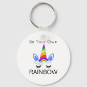 独自のレインボーボタンのキーチェーン キーホルダー (正面)