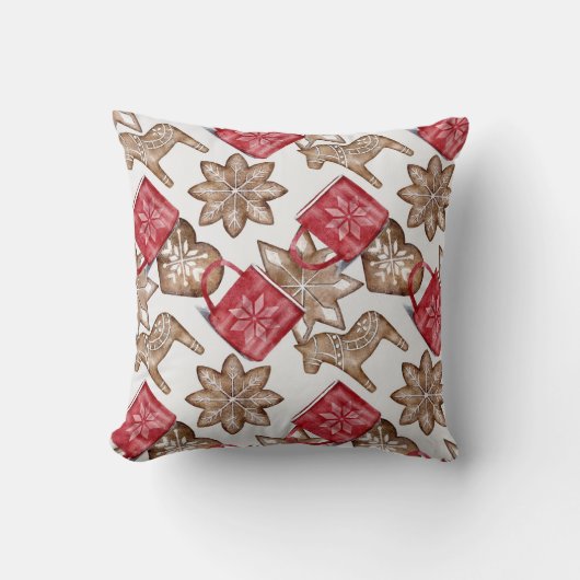 独自のレッド&金ゴールドハイゲクッキー&ココアを作成 クッション (正面)