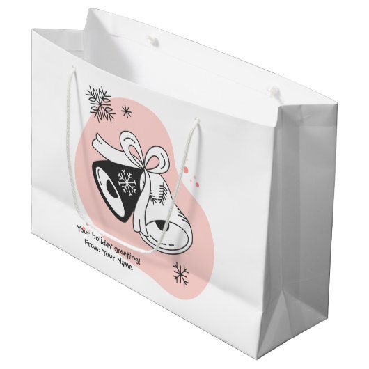 独自のレトロクリスマスベルオレンジを作成 ラージペーパーバッグ (正面アングル)