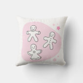 独自のレトロジンジャーブレッドピンクのクリスマスを作成 クッション (裏面)