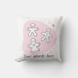 独自のレトロジンジャーブレッドピンクのクリスマスを作成 クッション