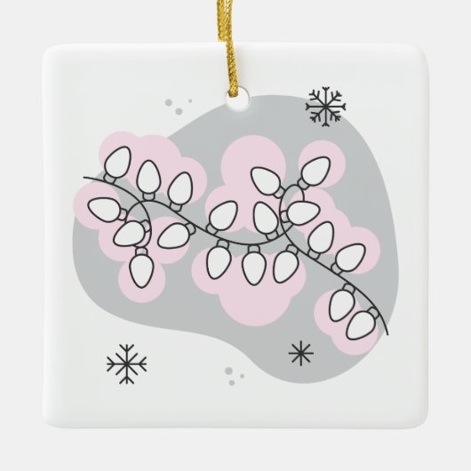 独自のレトロストリングライトクリスマスを作成 セラミックオーナメント (正面)