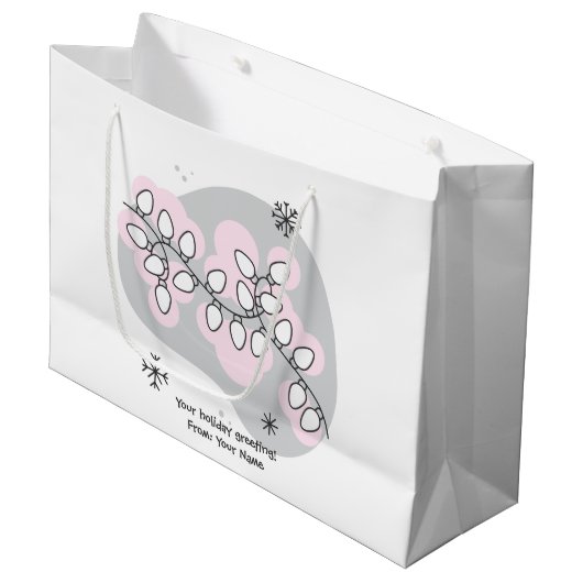 独自のレトロストリングライトクリスマスを作成 ラージペーパーバッグ (正面アングル)