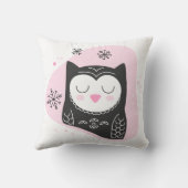 独自のレトロスノーフクロウピンクのクリスマスを作成 クッション (裏面)