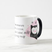 独自のレトロスノーフクロウピンクのクリスマスを作成 モーフィングマグカップ (正面右)