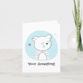 独自のレトロテディベアブルークリスマスを作成 シーズンカード