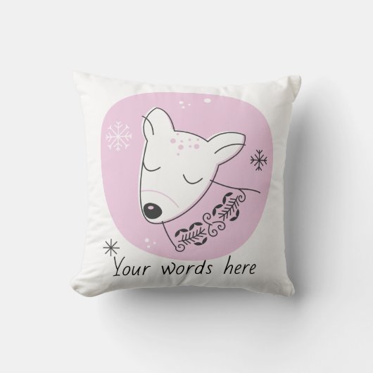 独自のレトロトナカイのピンクのクリスマスを作成 クッション (正面)