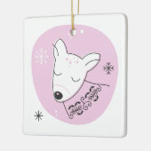 独自のレトロトナカイのピンクのクリスマスを作成 セラミックオーナメント (左)