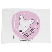 独自のレトロトナカイのピンクのクリスマスを作成 ラージペーパーバッグ (正面)