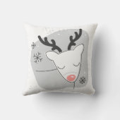 独自のレトロトナカイ銀のクリスマスを作成 クッション (裏面)
