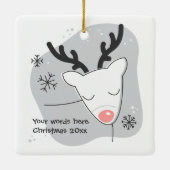独自のレトロトナカイ銀のクリスマスを作成 セラミックオーナメント (裏面)