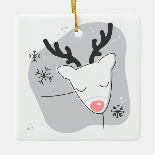 独自のレトロトナカイ銀のクリスマスを作成 セラミックオーナメント (正面)