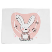 独自のレトロバニーオレンジのクリスマスを作成 ラージペーパーバッグ (正面)