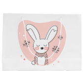 独自のレトロバニーオレンジのクリスマスを作成 ラージペーパーバッグ (裏面)