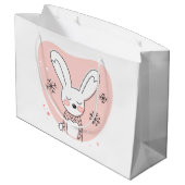 独自のレトロバニーオレンジのクリスマスを作成 ラージペーパーバッグ (裏面アングル)