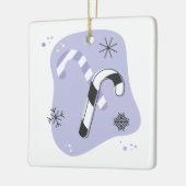 独自のレトロパープルキャンディキャンクリスマスを作成 セラミックオーナメント (左)