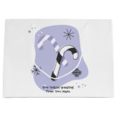 独自のレトロパープルキャンディキャンクリスマスを作成 ラージペーパーバッグ (正面)