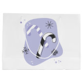 独自のレトロパープルキャンディキャンクリスマスを作成 ラージペーパーバッグ (裏面)