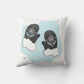 独自のレトロミッテンブルークリスマスを作成 クッション (裏面)