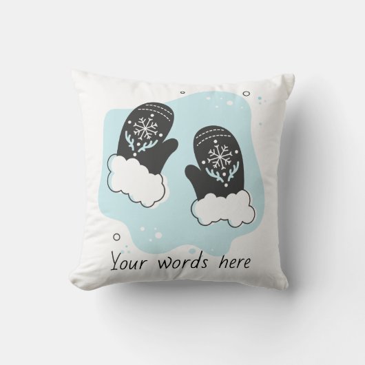 独自のレトロミッテンブルークリスマスを作成 クッション (正面)