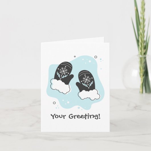 独自のレトロミッテンブルークリスマスを作成 シーズンカード (正面)